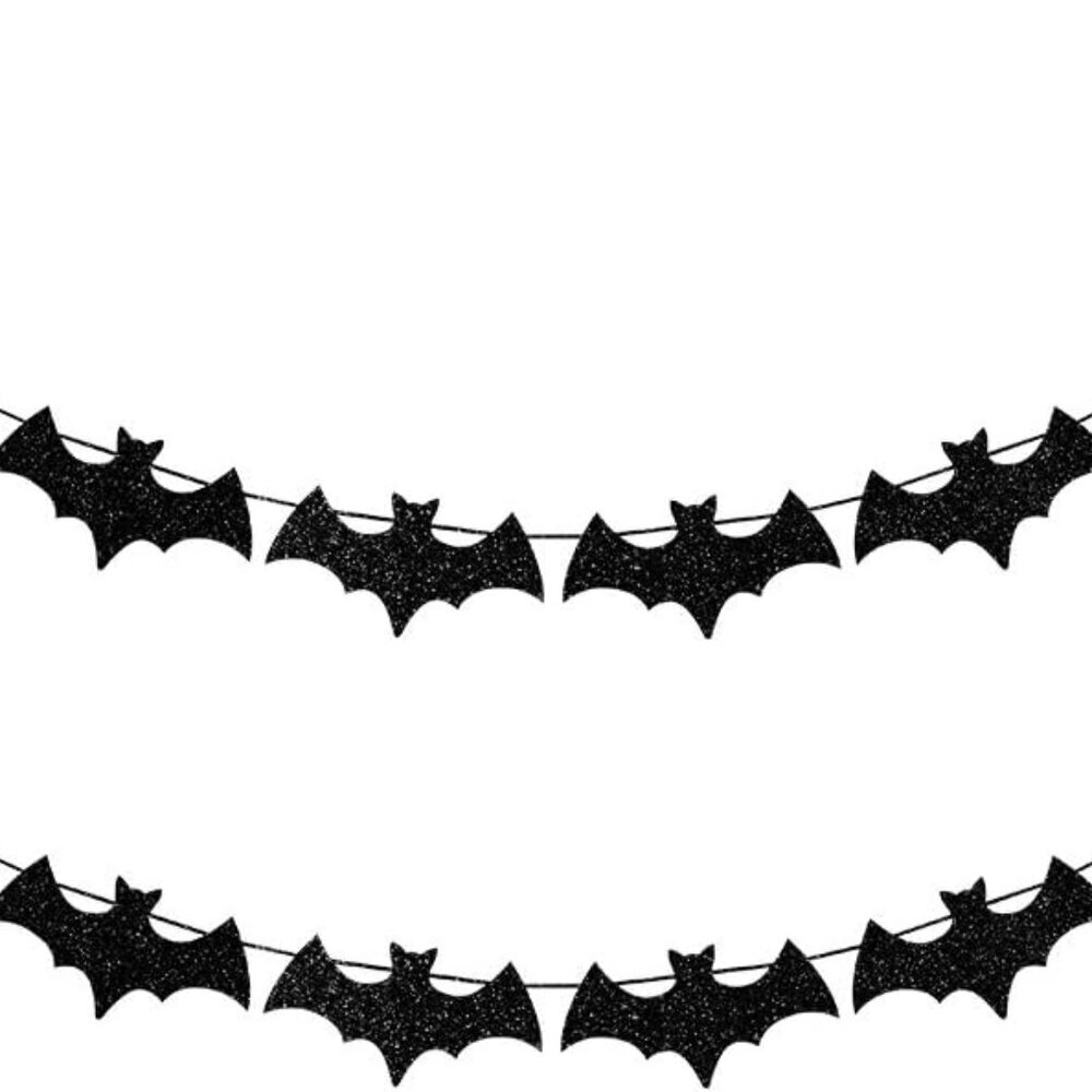 Black Bat Garland Halloween Bats Garland Banner, Bat Halloween Banner Decoration